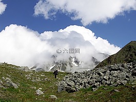 山,云,天空