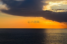 日落,海,天空