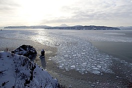 海洋,湾,浮冰