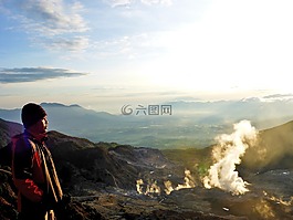 上午,日出,印度尼西亞