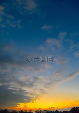 日落,云,地平線