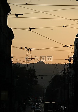 城市,街,日落