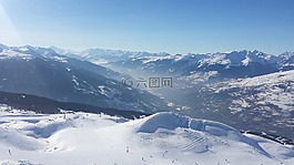 滑雪,雪,山