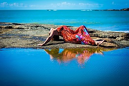 女子,海,海灘