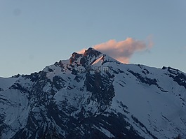 山,日落,景觀