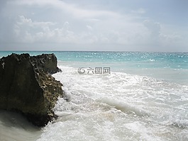 海灘,海,波