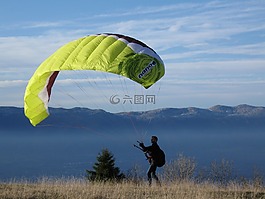降落傘,山,滑翔傘