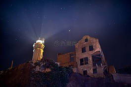 惡魔島燈塔,夜,星星