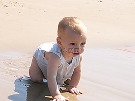 嬰兒,海灘,兒童