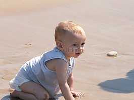 嬰兒,海灘,兒童