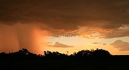 日落景觀,自然,雨