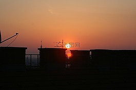 屋頂,天空,日出