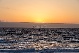 海灘日落,海洋,海