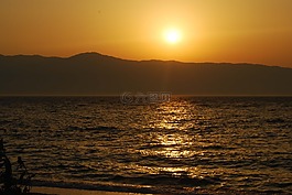 海灘,海,日落