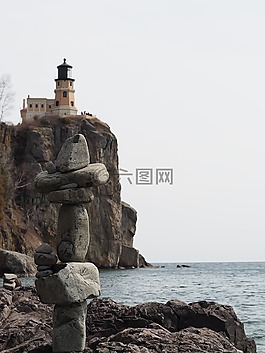 燈塔,湖,高級