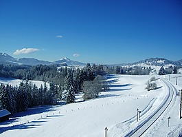 阿爾高,冬天,山全景圖