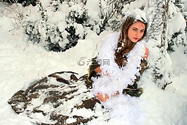 女孩,雪,冬季
