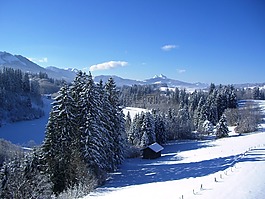 阿爾高,冬天,山全景圖