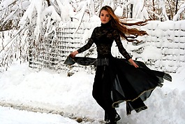 女孩,舞蹈,雪