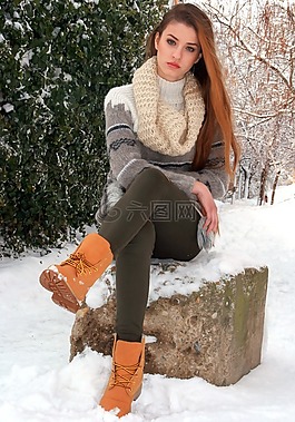 女孩,冬季,雪