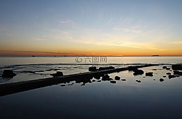 日落,海,晚上
