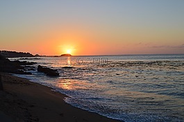海,日落,太陽