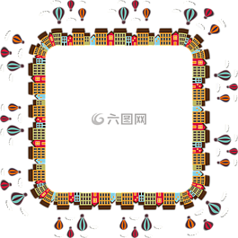 熱氣球,市容,幀