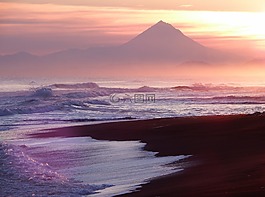 日落,海洋,波
