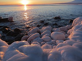 日落,海洋,波