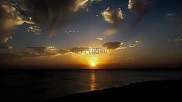 日落,黃昏,海