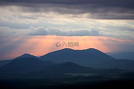 日落,云,晚上