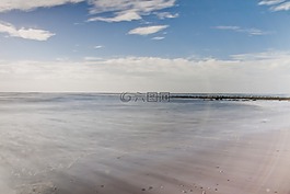 波,海灘,沙
