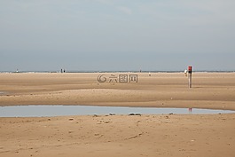 波,海灘,沙
