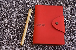 手冊(cè),寫,紅色