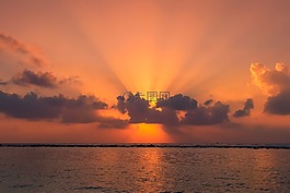 日落,水,日出