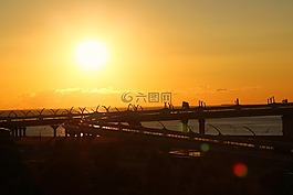 日落,天空,云