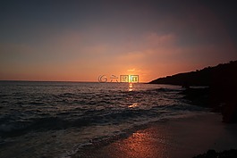 日落,海洋,海