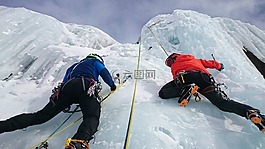 冰登山者,爬,冰