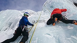 冰登山者,爬,冰