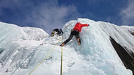 冰登山者,爬,冰