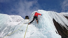 冰登山者,爬,冰
