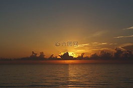 日落,海洋,水