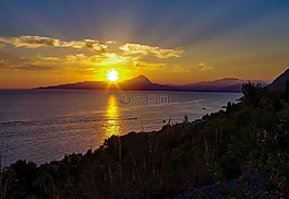 日落,海,柏林