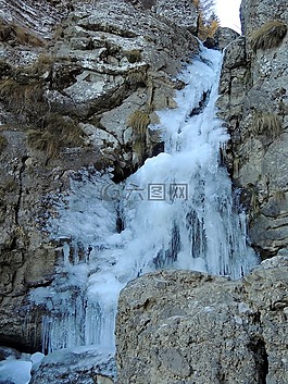 冰凍瀑布,水,冰