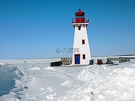 燈塔,雪,加拿大