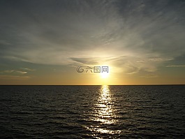 日落,海,全景