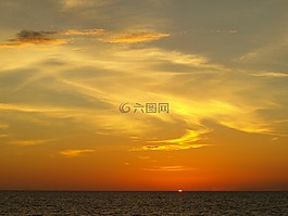 日落,海,全景