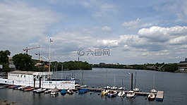 曼海姆,老莱茵河,船上的房子