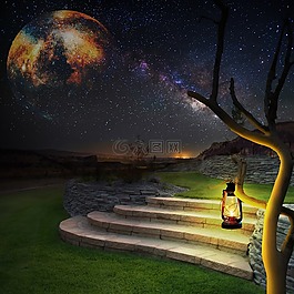 空間,夜,星光