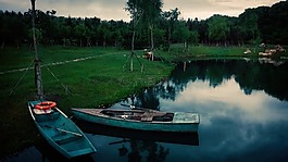 安靜,湖泊,小船